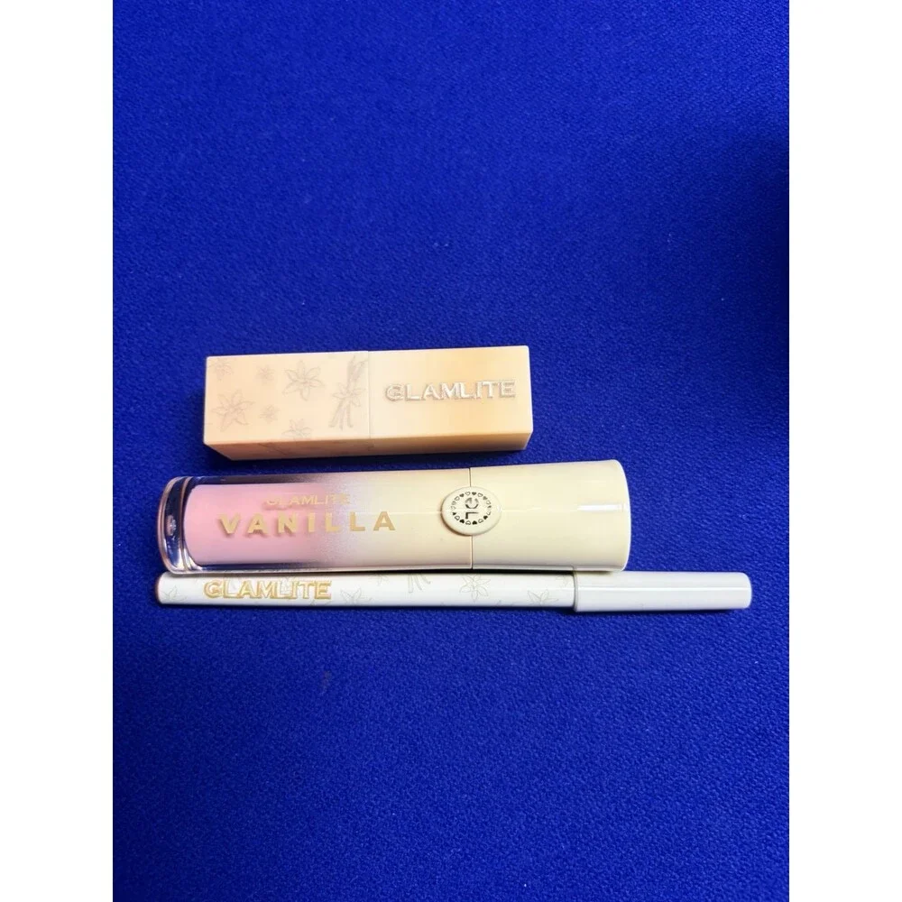 Glamlite Vanilla Latte Lip Kit TRIO Lip Liner, Lipstick, Lip Gloss NEW